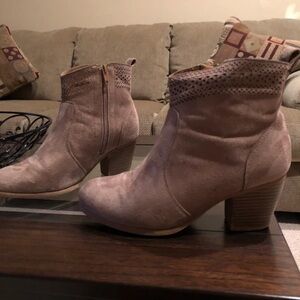 Forever 21 Taupe Suede Ankle Boots with Block Heel